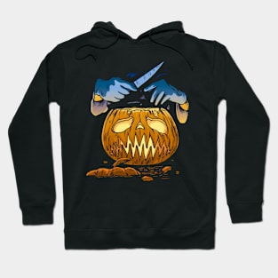 Halloween pumpkin and knife hands Hoodie